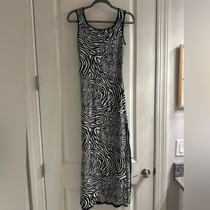 Escada Margaretha Ley Black and White Zebra Print Lightweight Dress Sz 42